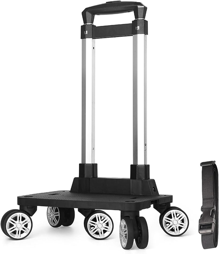 Backpack Trolley, Wheeled Folding Luggage Travel Cart Aluminum -Roller Carrier for Backpack/Schoolbag/Boxes(5 Wheels Detachable)