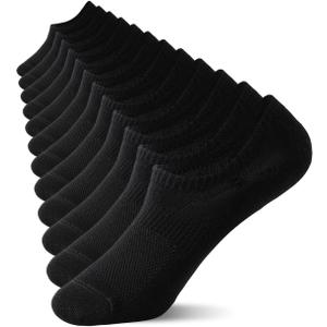 Irisbear Womens No Show Socks, Thin Cotton Non Slip Low Cut Socks 6 Pairs (12-14, Black)