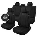 CAROMOP Car Seat Covers Premium 3D Air Mesh Cloth Full Set Washable and Breathable Automotive Vehicle Seat Covers for Cars Interior, Universal Fit for Cars, Sedans, Trucks, SUVs (Black)