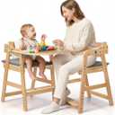 ONTHEWEI Wooden Baby High Chair for Babies, Toddler & Adult Up to 330Lbs, Anti-Tip Adjustable High Chair with Detachable Tray, Baby Sets, Soft Cushion, Ergonomic & Easy Clean