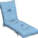 Arden Outdoor Plush Modern Tufted Chaise Cushion, 76 x 22, Tufted Cushion for Chaise Lounger, Amalfi Blue Tile