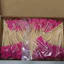 Chengu 400 Pcs Breast Cancer Awareness Cocktail Picks 4.7 Inch Pink Ribbon Bamboo Toothpicks Sandwich Appetizer Fruit Sticks for Cupcakes, Bbq, Fruit, Appetizers, Finger Foods Fundraising Events