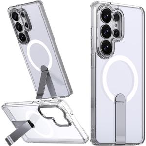 ACCREW Magnetic for Samsung Galaxy S26 Ultra Clear Case with Stand, Mag-Safe Case with Invisible Metal Kickstand, Military-Grade Protection, Shockproof Transparent Slim Fit S26 Ultra Clear Cover