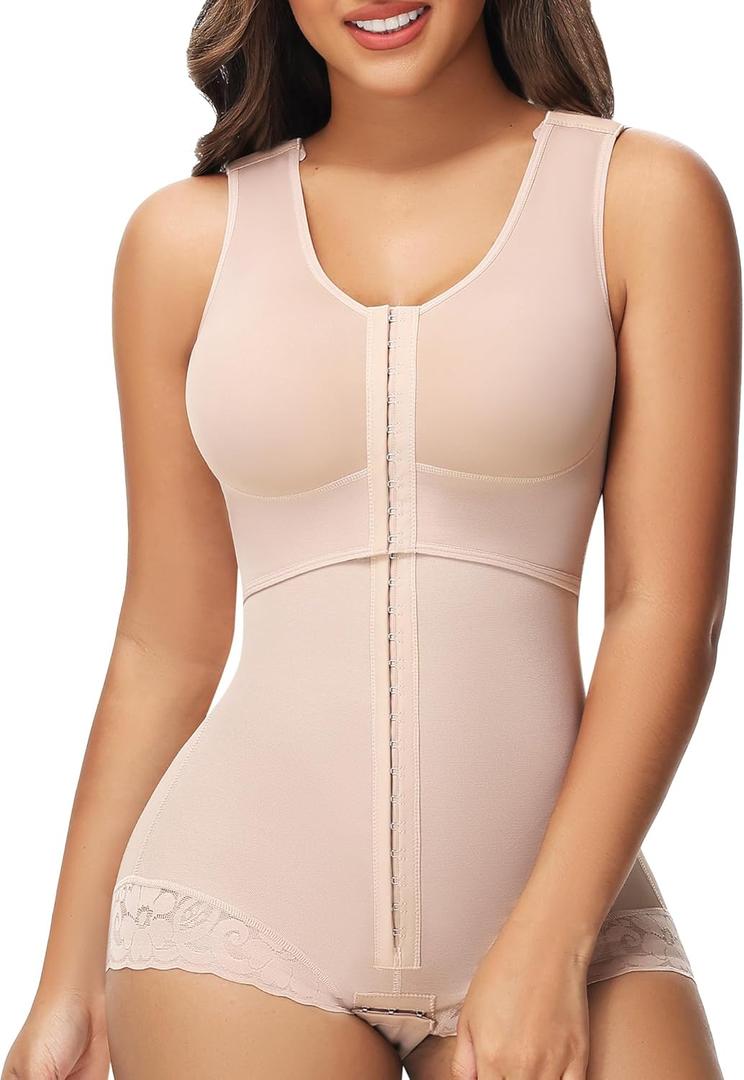 SHAPSHE Fajas Colombianas Moldeadoras BBL Post Surgery Stage 2/3 Body Shaper Tummy Control High Compression Garment Shapewear (X-Small, Beige)