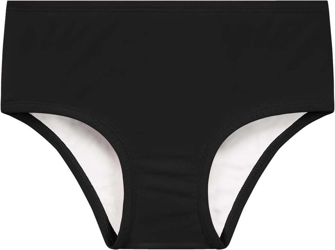 QBK Girls Swim Bikini Bottoms with Fully Lined UPF50+ Rash Guard Swimsuit Sun Protection Quick Dry (16Years)