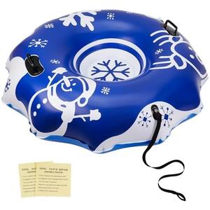 COVACURE 55" Snow Sled Extra Large Snow Tube - Thickened Inflatable Sleds for Adults, Heavy Duty Snow Tube with Reinforced Grab Handle & Rope, Snow Play Gear for Sledding and Skiing