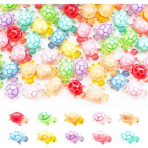 cntjv 9 Pcs Large Luminous Resin Turtles Figures Sea Crafts Glow in The Dark Bulk Plastic Ocean Animals Figurines to Hide 10 Colors Dollhouse Garden Aquarium Micro Landscape Decor