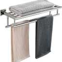 RTCUL Towel Rack with Shelf 20 Inch Double Towel Racks for Bathroom Polished Chrome Bath Towel Holder SUS304 Stainless Steel Towel Rack Wall Mounted Modern Towel Hanger