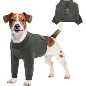 Queenmore Dog Surgery Recovery Sleeve Front Legs, Breathable Dog Recovery Sleeve, Elbow Protector Pet Cone Alternative After Surgery, Grey, M