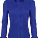 Siliteelon Womens Classic-Fit Dress Shirts Long Sleeve Button Down Wrinkle-Free Stretch Solid Casual Work Office Blouse Top (3X-Large, Royal Blue)