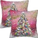 Christmas Throw Pillow Covers 18x18 Set of 2 Square Pillow Case for Home Decor Couch RoomChristmas Tree