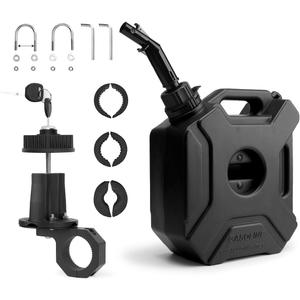 Portable Tank with Locking Mounting Upgraded Bracket Mounting 5L / 1.3 Gallon Fits for Car Motorcycle SUV ATV UTV U bolt for 1" Tube (Locking+Upgraded Bracket+Black)