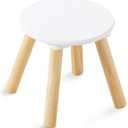 Beright Wooden Step Stool for Kids, Children's Stool Perfect Matched Sensory Table, 9 Inch Sturdy Sitting Stool with Assembled Four-Legged, 1 Pack (1Pcs, White)