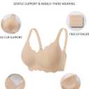 COCOMARTS Jelly Bras for Women No Underwire Scalloped Push Up Wireless Bralettes Seamless Soft Comfort Everyday Tshirt Bra, Nude, Small