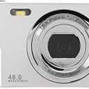 48MP Digital Camera 16X Zoom, 1080P, 2.4 Inch Display, Compact Camera for Travel, Graduation, Wedding Ceremonies (Silver)