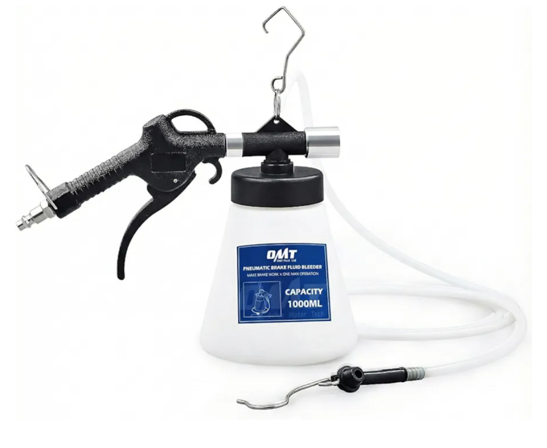 Orion Motor Tech Pneumatic Brake Bleeder Kit, 1.06 qt. Brake Fluid Bleeder Kit with 8 Master Cylinder Adapters, 1L Vacuum Brake Bleeder Set for One Person Brake Bleeding Automotive Fluid Extraction