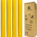 Lacaser Beeswax Taper Candles Set of 4 Pcs, 9" Long Candles for Candlesticks in Yellow, Dripless & Smokeless, Burning Time 4 Hours