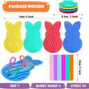 4 Pcs Easter Bunny Sensory Activity Board Toys Double-Side Silicone Fidget Toy for Kids Boys Girls Calming for Anxiety Easter Basket Stuffers Eggs Fillers Party Favors Gifts, 4 Pieces