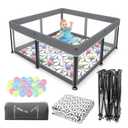 Foldable Baby Playpen with Mat - Portable,Spacious & Sturdy Playpen for Babies and Toddlers,Quick 1-Minute Setup,Travel-Friendly, Collapsible Play Pen for Indoor and Outdoor Use (Grey, 50x50 inches)