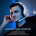 BINNUNE Wireless Gaming Headset for PS5 PC, 120H Ultra-Long Battery, 2.4GHz & Bluetooth 5.3 Wireless Headphones with Noise Canceling Mic, 50mm Drivers, Comfort Over Ear Gaming Headphones,White