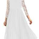 HOSIKA Girls Flower Lace A-line Wedding Party Junior Bridesmaid Dresses (White)