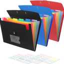 3 Pack 7 Pocket Accordian File Organizer, Expanding File Folder with Labels, Plastic Expandable File Folder for Documents Letter Size A4 Papers