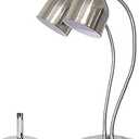Kitchen Heat Lamp Food Warmer Single/Double Bulbs Buffet Carving Station lamp Display Heating Preservation Light,Portable 250 watt Heat Lamp (Color : Silver, Size : Double head)