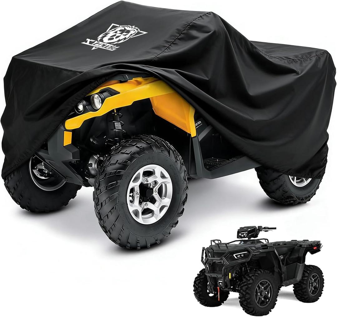 XYZCTEM Waterproof ATV Cover, Heavy Duty Black Protects 4 Wheeler from Snow Rain or Sun (Black, 88 inch)