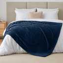 BEDELITE King Size Blanket for Bed, 300GSM Soft & Warm Fleece Blanket, Decorative and Giftable Striped Navy Blankets for Women, Men, 108"x90"