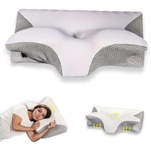 Doreve Cloudfaser Pillow, Cervical Neck Pillow, Dreamers Relief Pillow for Pain Relief & Sleeping, Ergonomic Contour for Side Sleepers, Necks and Shoulder Support