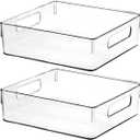Clear Plastic Storage Bins, Pantry Organizers and Storage or Kitchen Organization and Storage Containers Bins for Organizing, Fridge, Freezer, Bathroom, Pantries, Refrigerator, Cabinet Organizer Bin