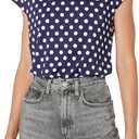 Star Vixen Womens Button Shoulder Top (Navy Dot) XL