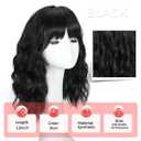 Black Wig with Bangs for Women Synthetic 16 inch Medium Length Wavy Hair Natural Hair for Daily Party Use793-16C-1B