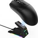 ATTACK SHARK X1 Ultralight Wireless Gaming Mouse with Magnetic RGB Charging Dock,PixArt PAW3395 Pro Sensor,40000DPI,BT/2.4Ghz/Wired,1K Polling,Optical Micro Switch,Web Driver for PC Mac Gamer(White)