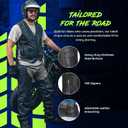 HWK Motorcycle Leather Chaps for Men and Women, Black Motorcycle Chaps for Road Rash Protection and All-Weather Comfort, Size: 32