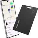 Reyke Wallet Tracker Android Card, Rechargeable Thin Wallet Finder, Compatible with Google Find Hub Device, Luggage Tracker for Passports, Laptop, IP68 Waterproof (1 Pack, Black)