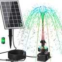 Solar Fountain Pump, Upgrade 3.5W Glass Panel Solar Water Pump Kits with Stake, 16.4ft Cable, 2000mAh Battery, Colorful Lights, Solar Powered Bird Bath Water Pump for Hummingbird, Garden