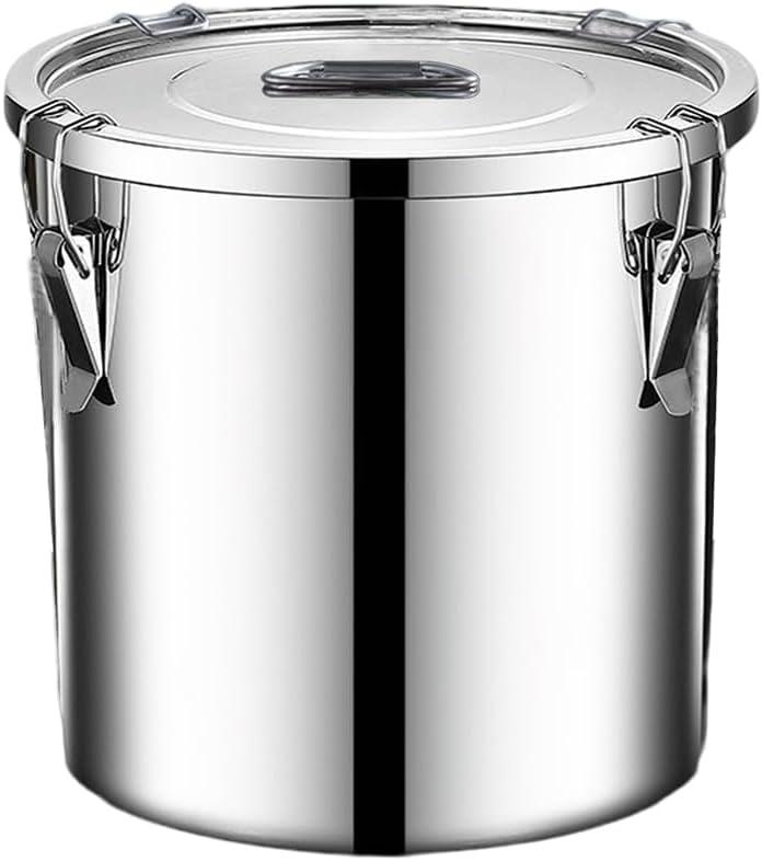 Stainless Steel Food Storage Container With Locking Lid Clips, Airtight Kitchen Storage Container | Large Airtight Container for Rice, Flour, Sugar, Grains, Coffee Beans (1.59 Gallon / 6 L)