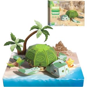 3D Paper Puzzle Model Kit for Adults & Kids Ages 8+,STEM Educational DIY Assembly Toy,Eco-Friendly Craft Gift for Home Decoration, Birthday Children's Day Gifts(Turtle)
