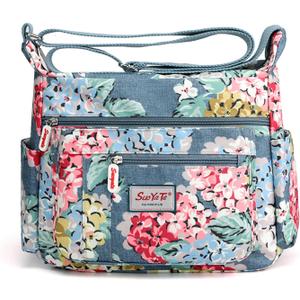 Cross-body Bag Women's Multi Pocket Nylon Messenger Bag Shoulder Bag Lightweight Travel Handbag 29L x 23H x 15W cm