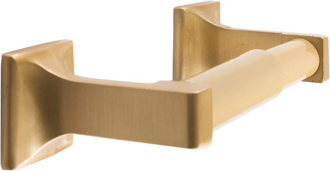 SENTO Gold Toilet Paper Holder Wall Mount, Double Post Tissue Toilet Paper Holder, Easy Installation, Heavy Duty Metal, Satin Brass
