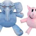 Blue Elephant Animal and Pink Pig Plush Toys,for Boys and Girls Stuffed Animal Toys, Christmas Room Decoration Party Gifts (2PCS)