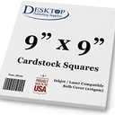 White Cardstock Squares - Square Card Stock Paper - Thick 80lb Cover - For Spin Art Refill, Scrapbooking, Invitations, & Crafts (9" x 9", 100 Pack)