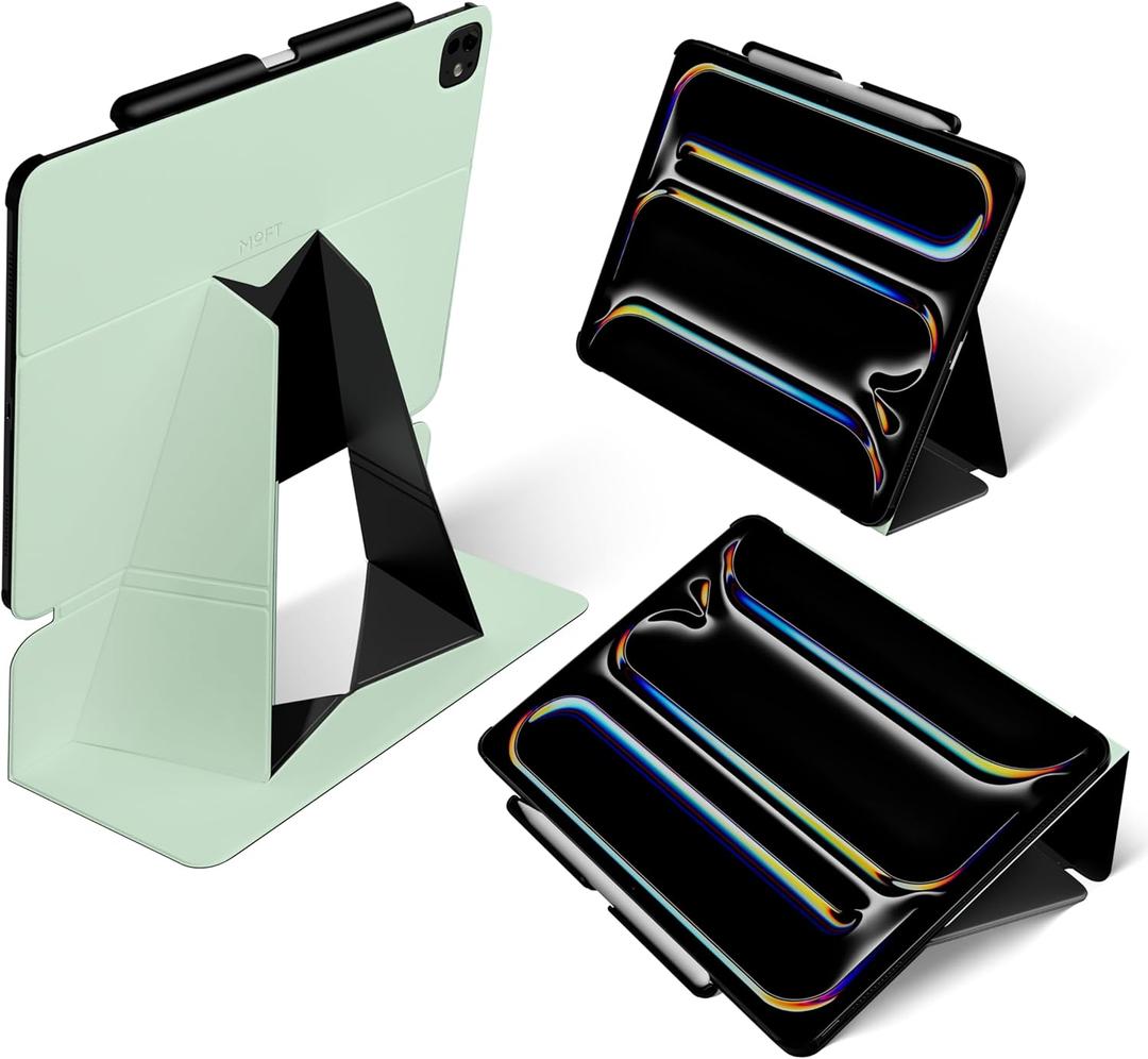 MOFT Folio Case for iPad Pro 13-inch (M4) 2024 - Silm Stand Protective Case with Detachable Pencil Holder, Multi-Angle Viewing, MOVAS Leather Cover, Auto Sleep/Wake, Peppermint