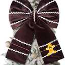 Civaner Extra Large Gingerbread Bow Christmas Tree Topper 16 x 22 Inches Christmas Velvet Bow for Wreath Xmas Tree Ornaments Decoration for Home Winter Holidays Indoor Outdoor Gift