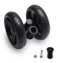 MroMax 5.11 Inch Stroller Wheel Set, 130mm x 33mm Swivel Wheel for 19mm Circular Pipes, Plastic Replacement for Pet Stroller, Black