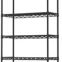 Soywey 4-Shelf Adjustable Heavy Duty Storage Shelving Unit on 4 Wheel Casters, Metal Organizer Wire Rack for Laundry Bathroom Kitchen Pantry Closet, Black
