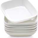 Selamica Porcelain 8-inch Square Dinner Plates, Pasta Salad Bowls, Set of 6, White