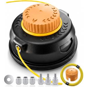 Universal Bump Feed Trimmer Head Replacement Fits Gas and Cordless Trimmers | Wide Compatibility, Gentle Bump to Feed, Ease of Install, No Line Jams, Feed the Right Amount, 7 Thread Adapters, Extra Cap