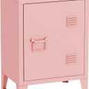 MIOCASA Metal Nightstand Modern End Side Table Steel Bedside Storage Cabinet with Shelf Easy Assembly for Living Room Bedroom (Pink)